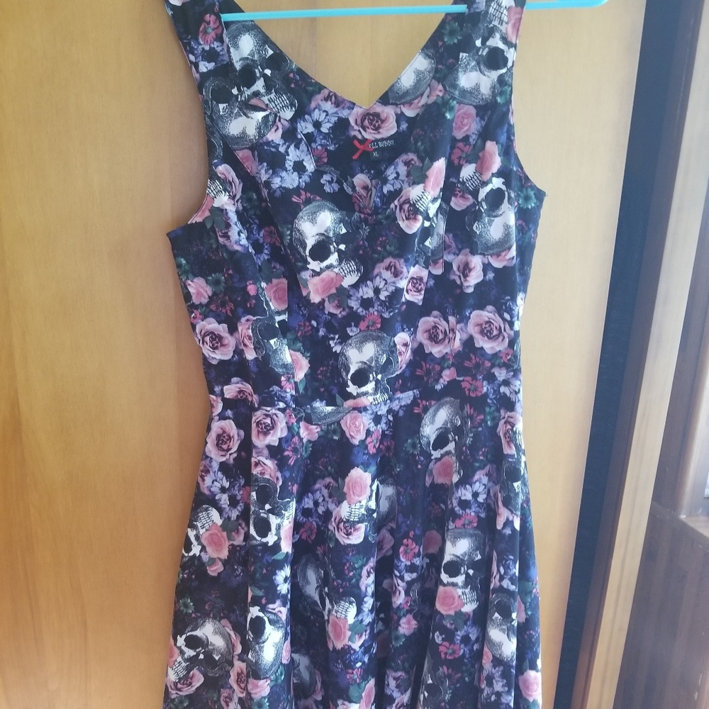 Floral + skulls dress
